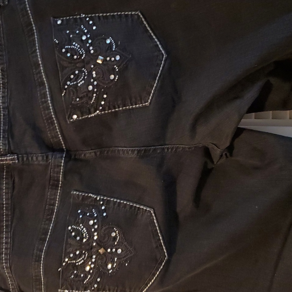 Lane Bryant Black Straight Leg Jeans with Decorative Pockets Size 22 - Picture 5 of 6